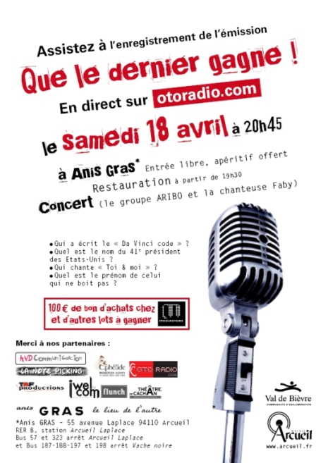 Grand jeu OTORADIO en direct , samedi 18 avril à 20h45